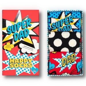 ❤️BUY 2l5 GET 3 FREE  Happy Socks Super Dad Set - Red, Blue, Black, $38.00US